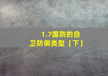 1.7国防的自卫防御类型【下】