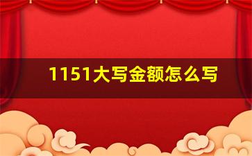 1151大写金额怎么写