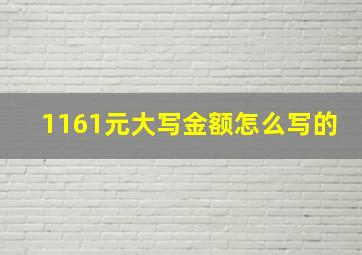 1161元大写金额怎么写的