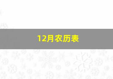 12月农历表