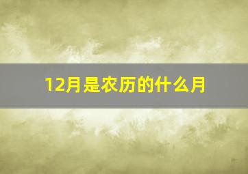 12月是农历的什么月