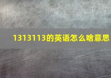 1313113的英语怎么啥意思