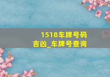 1518车牌号码吉凶_车牌号查询