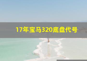 17年宝马320底盘代号