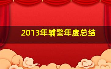 2013年辅警年度总结