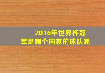 2016年世界杯冠军是哪个国家的球队呢