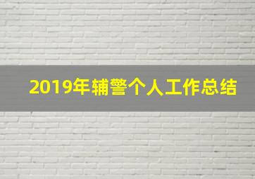 2019年辅警个人工作总结