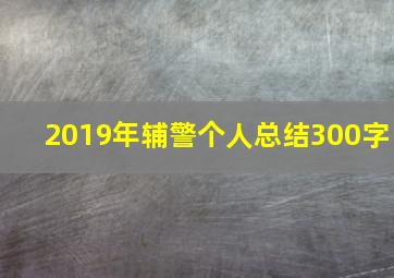 2019年辅警个人总结300字