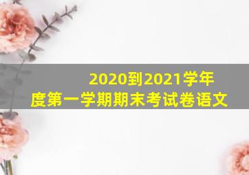 2020到2021学年度第一学期期末考试卷语文