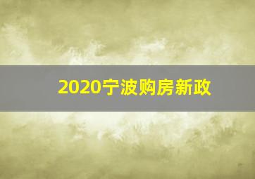 2020宁波购房新政