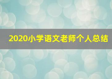 2020小学语文老师个人总结