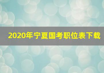 2020年宁夏国考职位表下载