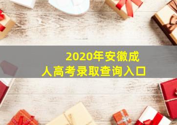 2020年安徽成人高考录取查询入口