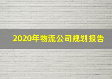 2020年物流公司规划报告