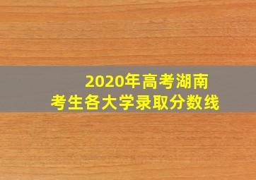 2020年高考湖南考生各大学录取分数线