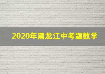 2020年黑龙江中考题数学