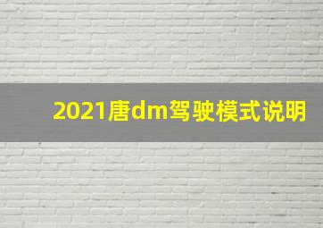 2021唐dm驾驶模式说明