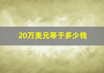 20万美元等于多少钱