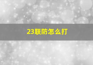 23联防怎么打