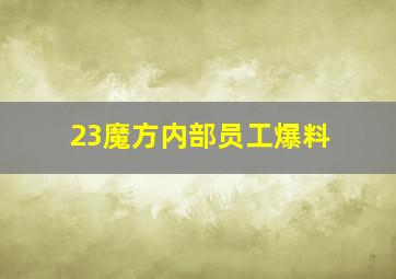 23魔方内部员工爆料