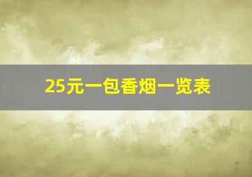 25元一包香烟一览表