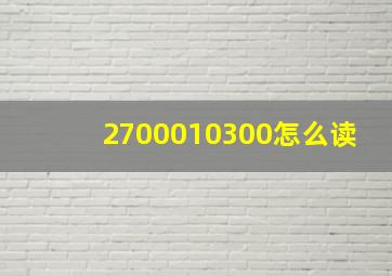 2700010300怎么读