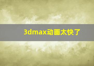 3dmax动画太快了