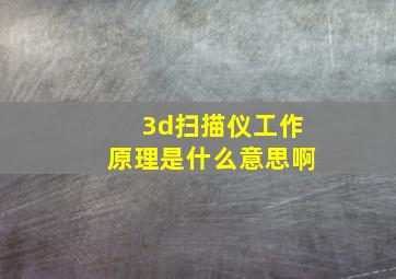 3d扫描仪工作原理是什么意思啊