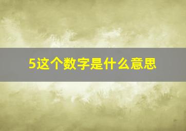 5这个数字是什么意思