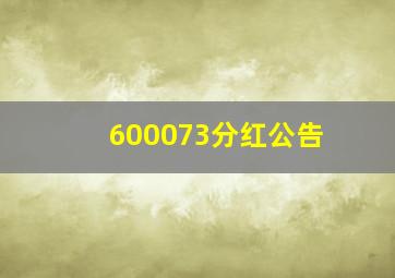 600073分红公告