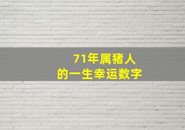 71年属猪人的一生幸运数字