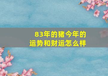 83年的猪今年的运势和财运怎么样