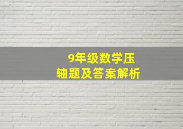 9年级数学压轴题及答案解析