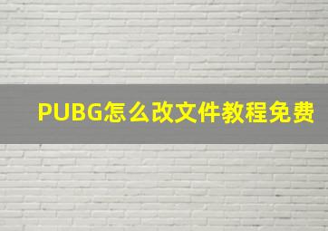 PUBG怎么改文件教程免费