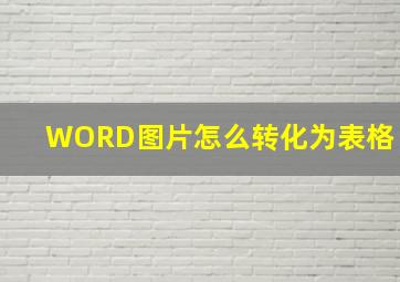 WORD图片怎么转化为表格