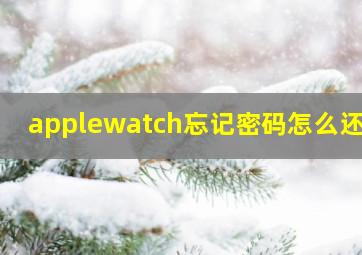 applewatch忘记密码怎么还原