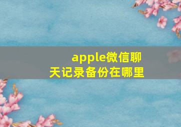 apple微信聊天记录备份在哪里