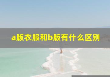 a版衣服和b版有什么区别