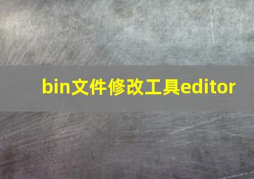 bin文件修改工具editor