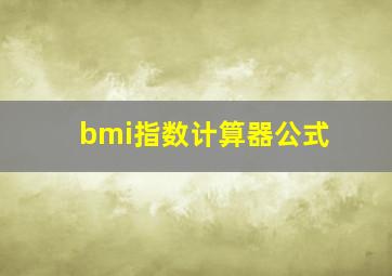 bmi指数计算器公式