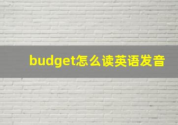 budget怎么读英语发音