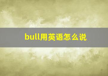 bull用英语怎么说