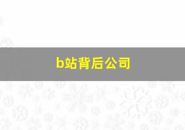 b站背后公司