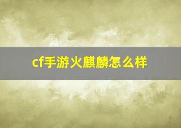 cf手游火麒麟怎么样