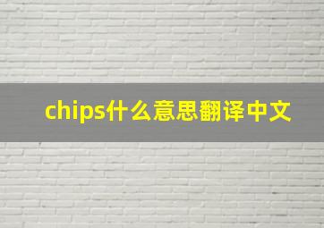 chips什么意思翻译中文