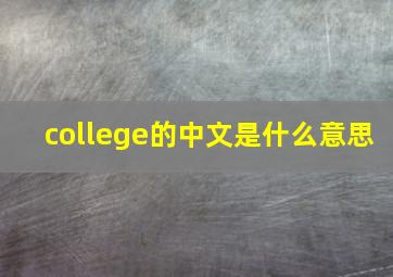 college的中文是什么意思