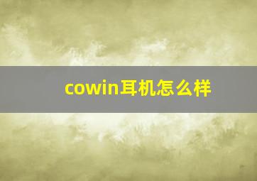 cowin耳机怎么样