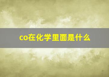 co在化学里面是什么