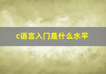 c语言入门是什么水平