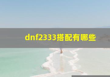 dnf2333搭配有哪些